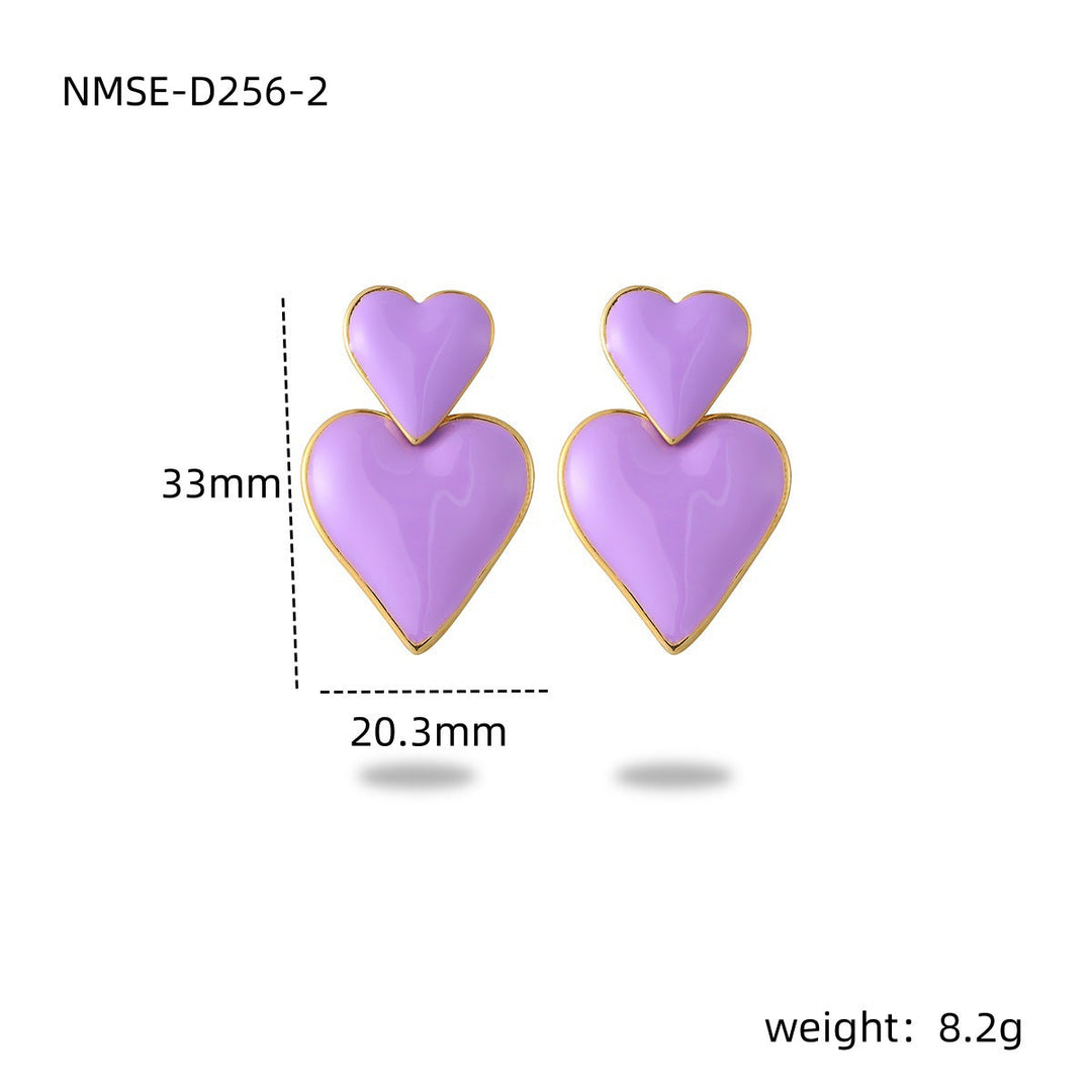 Stainless Steel Dripping Love Heart Earrings Vacuum Gold Plated Earrings Accessories
