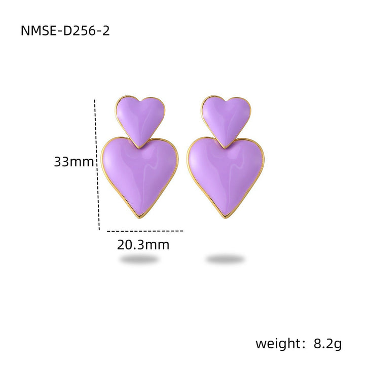 Stainless Steel Dripping Love Heart Earrings Vacuum Gold Plated Earrings Accessories