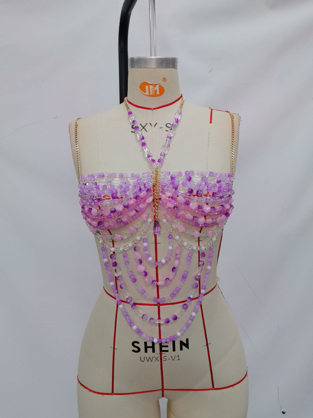 Vest Color Matching Colorful Beads Vest Sexy Necklace Chest Necklace Integrated Chain