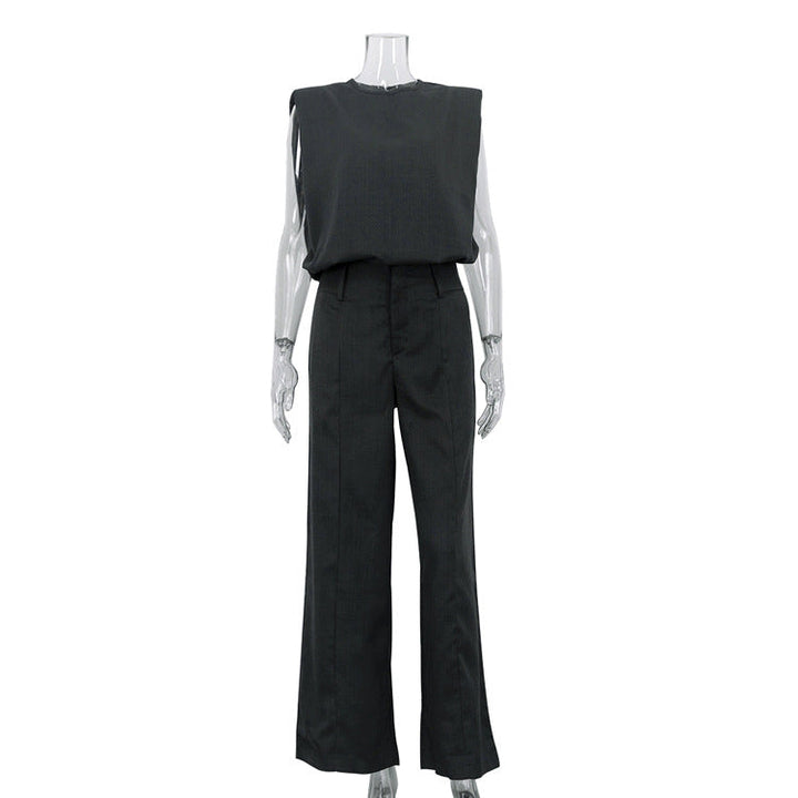 Simple Casual Women Spring Summer Sleeveless Vest Pullover Top Loose Trousers Two Piece Sets