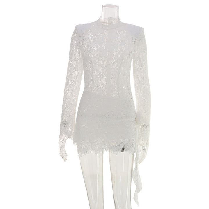 French Socialite Lace Dress Hip Wrapped Long Sleeve Dress