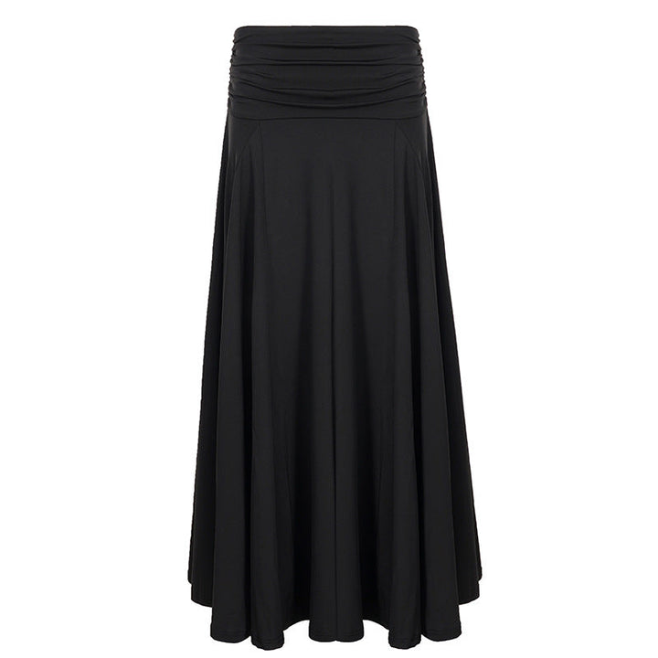 Summer Wide Waist Head Draping Solid Color Minimal Skirt Fashionable Elegant Gentle A line Dress Women