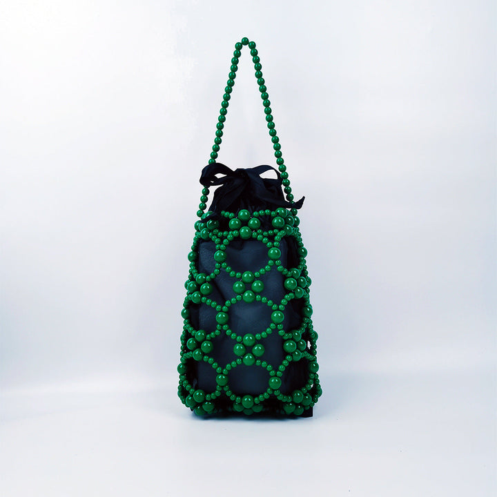 Fashionable Western Small Carrying Bag Beads Bag Silver Beads Bag Solid Color Hollow Out Cutout Bag Handbags