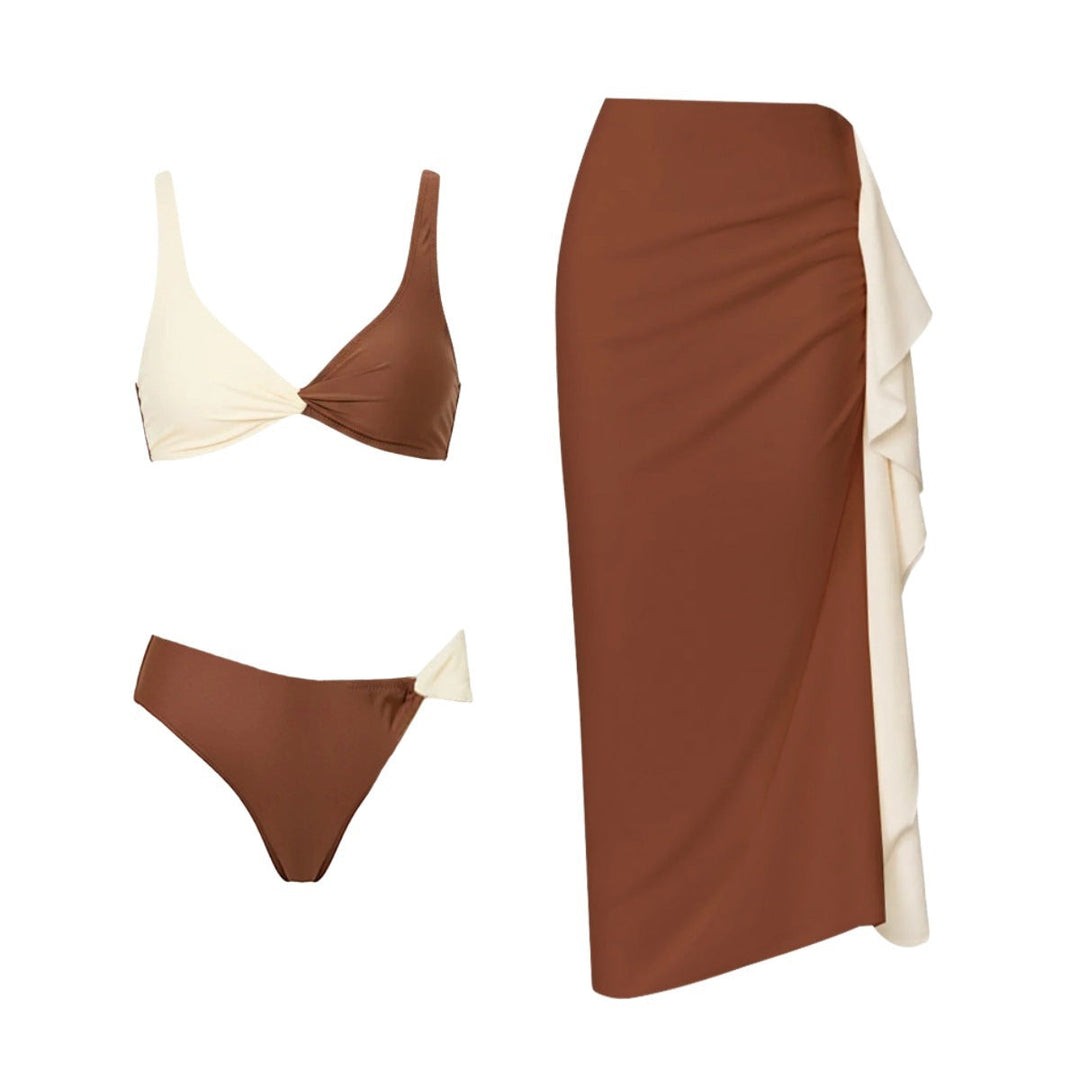 Swimsuit Color Matching Simple High Sense One Piece Swimsuit Set