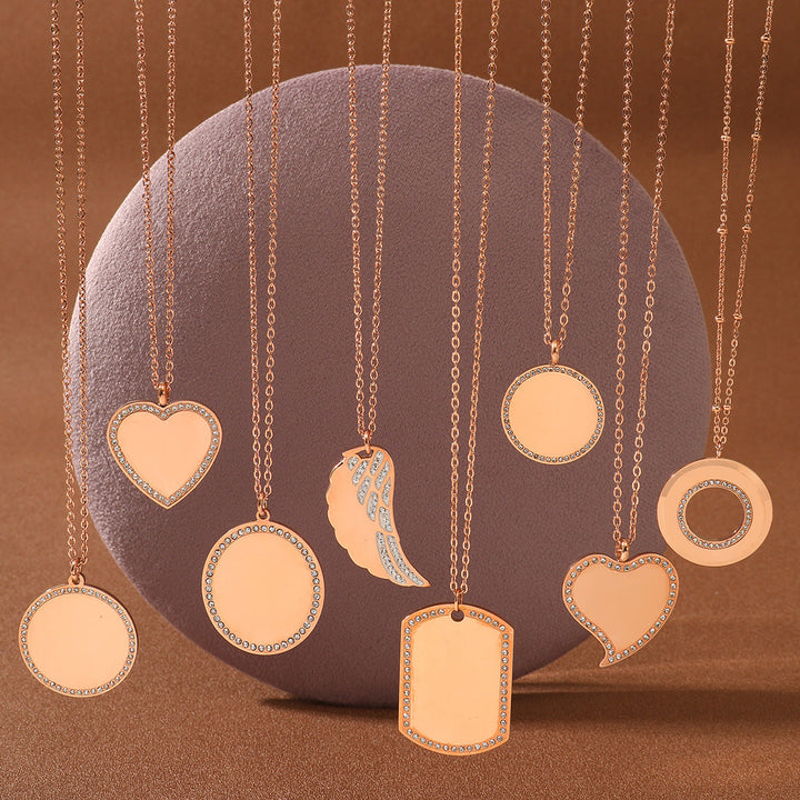 Lettering Private Exclusive Stainless Steel Necklace Vacuum Electroplated Rose Gold High Grade Titanium Steel Embellished