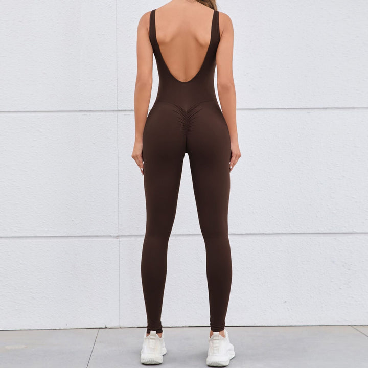 Hollow Out Cutout Beauty Back Peach Hip Tight Yoga Jumpsuit Naked Women Sense Quick Drying Sports One Piece Workout Clothes