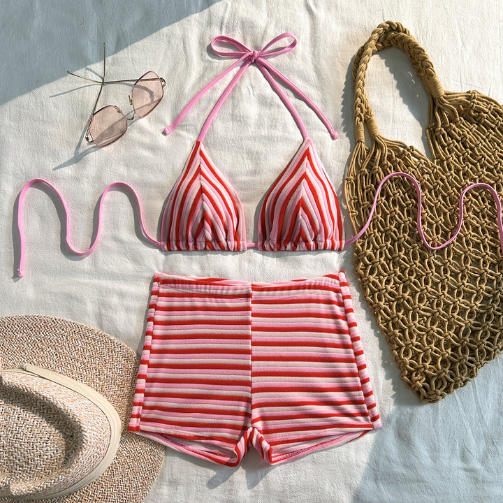Stripe Towel Cloth Simple Sexy Split Swimsuit Bikini