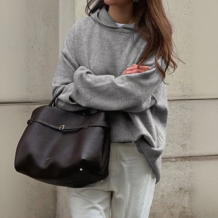 Casual Minimalist Long Sleeve Hooded Sweater Woolen
