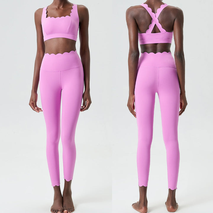 Small Wave Yoga Suit Suit Women Tight Fit Sports Fitness Suit Two Piece Quick Dry Suit