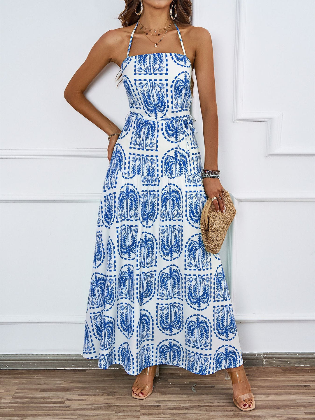Women Floral Halter Beach Hawaii Holiday Dress