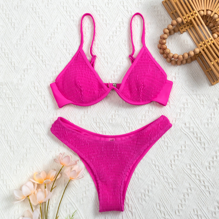Bikini Pleating Craft Nylon Swimsuit Swimwear