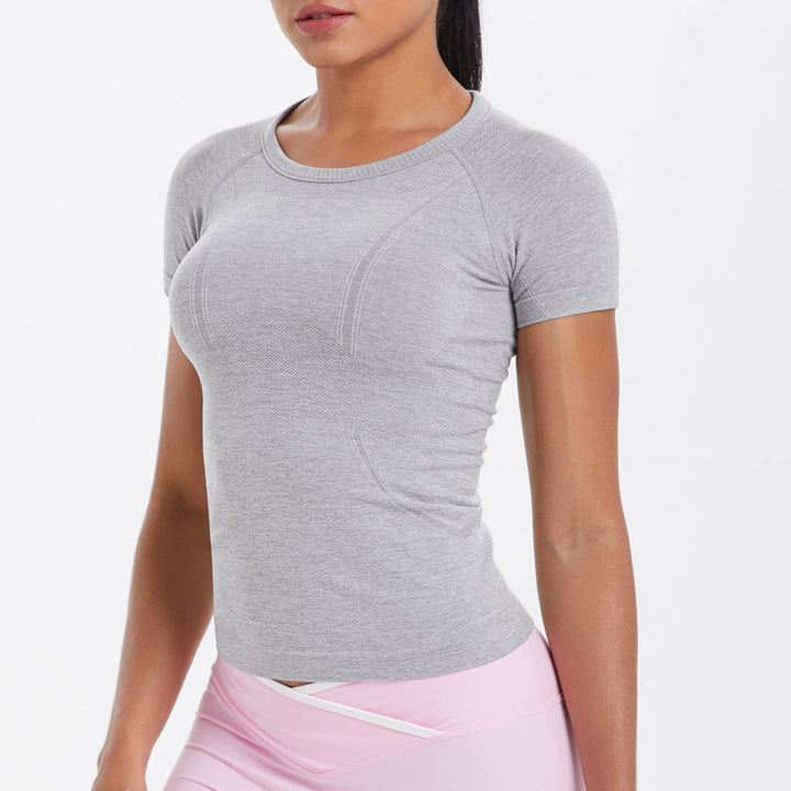 Women Short Sleeve round Neck Exercise T shirt Running Fitness Top Skin Friendly Slim Breathable Yoga Short Sleeve