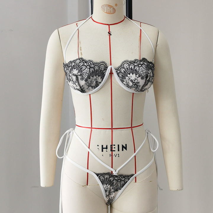 Solid Color Push up Lace Tube Top Strap Sexy Bikini Split Swimsuit Women