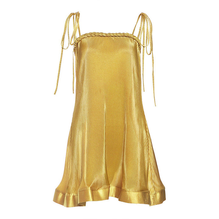 Summer Women Clothing Sexy Solid Color Glossy Sling Dress Women