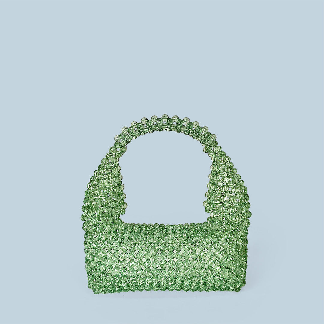 Multi Color Hand Woven Beads Acrylic Beads Tote Boston Pillow Cocktail Underarm