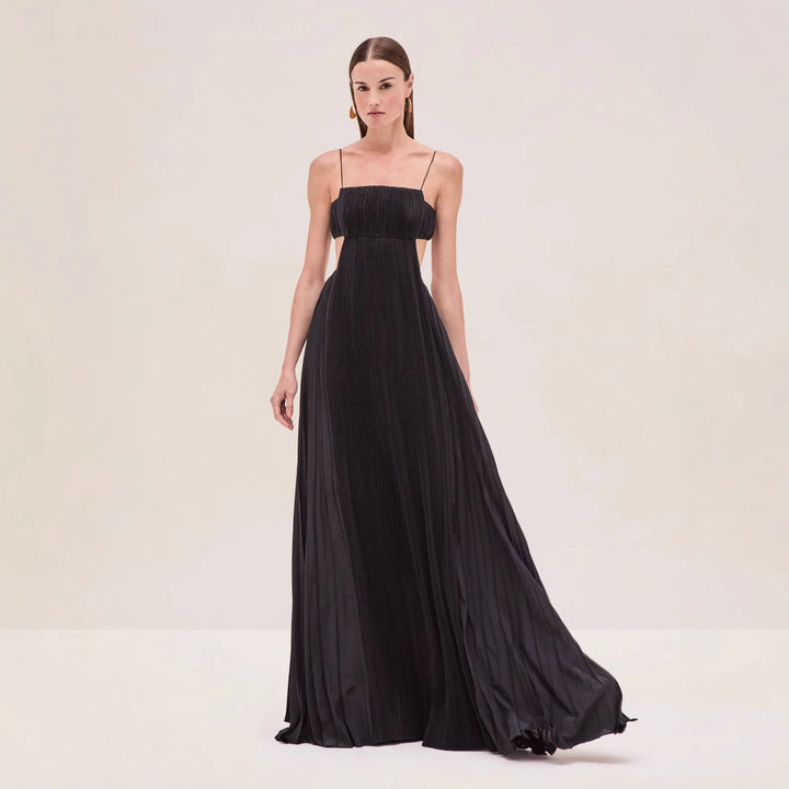 Women Summer Cami Dress Sexy Pleated Backless Dress