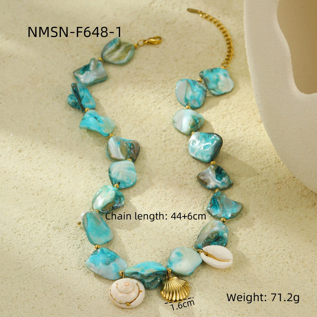 Ocean Series Beach Vacation Necklace Bracelet Earrings Shell Starfish Stainless Steel Summer Ornament