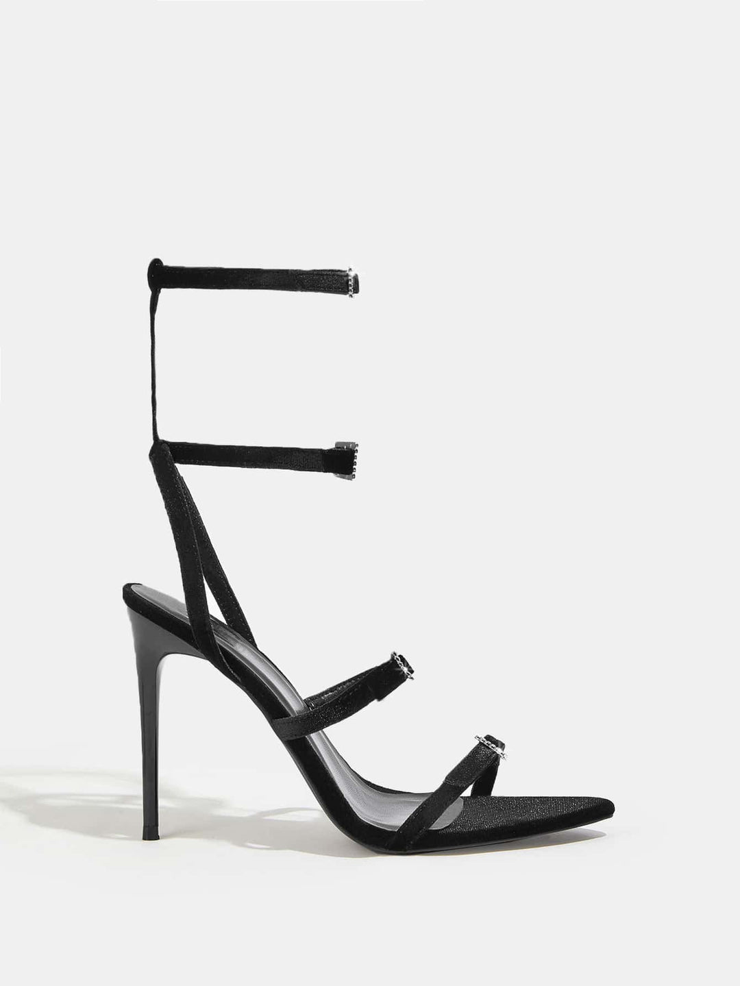 11cm Stiletto Heel Red Black Pointed Women Summer High Heel Sandals Women Rhinestone Buckle Heels plus Size