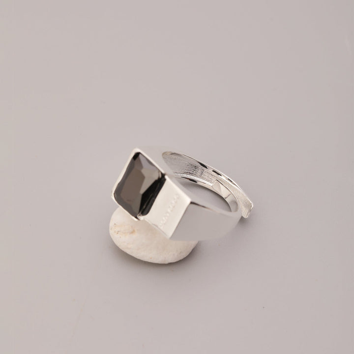 Graphic Square Diamond Ring Women Retro Minimalism Open Ring Hip Hop Index Finger Ring Accessories