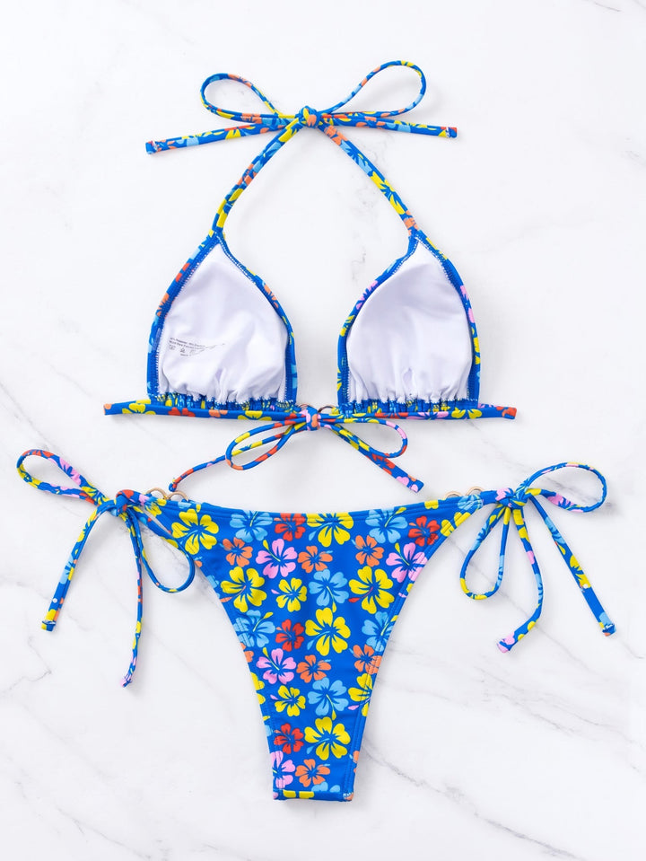 Bikini Triangle Cup Lace up Sexy Halter Bikini Swimsuit Swimwear Tie