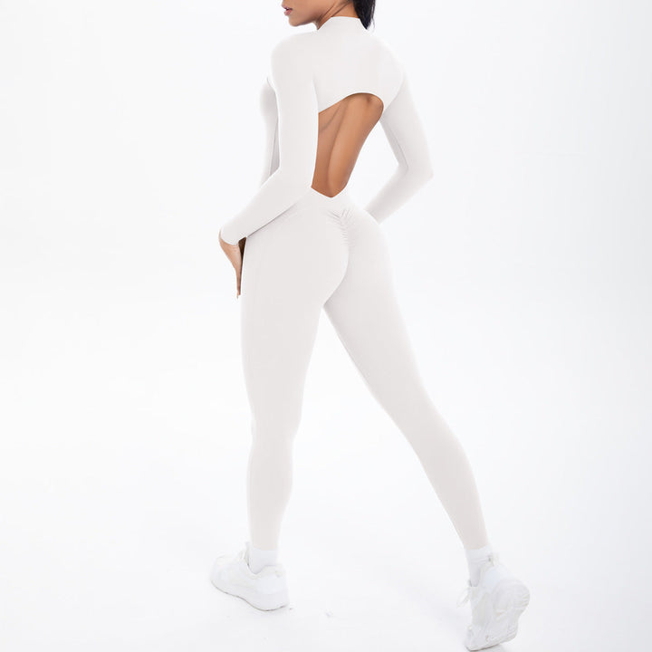 Long Sleeve Yoga Zipper One Piece High Strength Hollow Out Cutout out Beauty Back Running Fitness Clothes Sports One Piece Tights