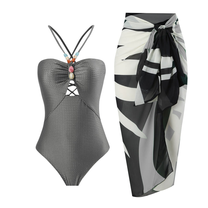 Arrival Solid Color One Piece Women Swimwear Suit French Retro Covering Belly Thin Swimming