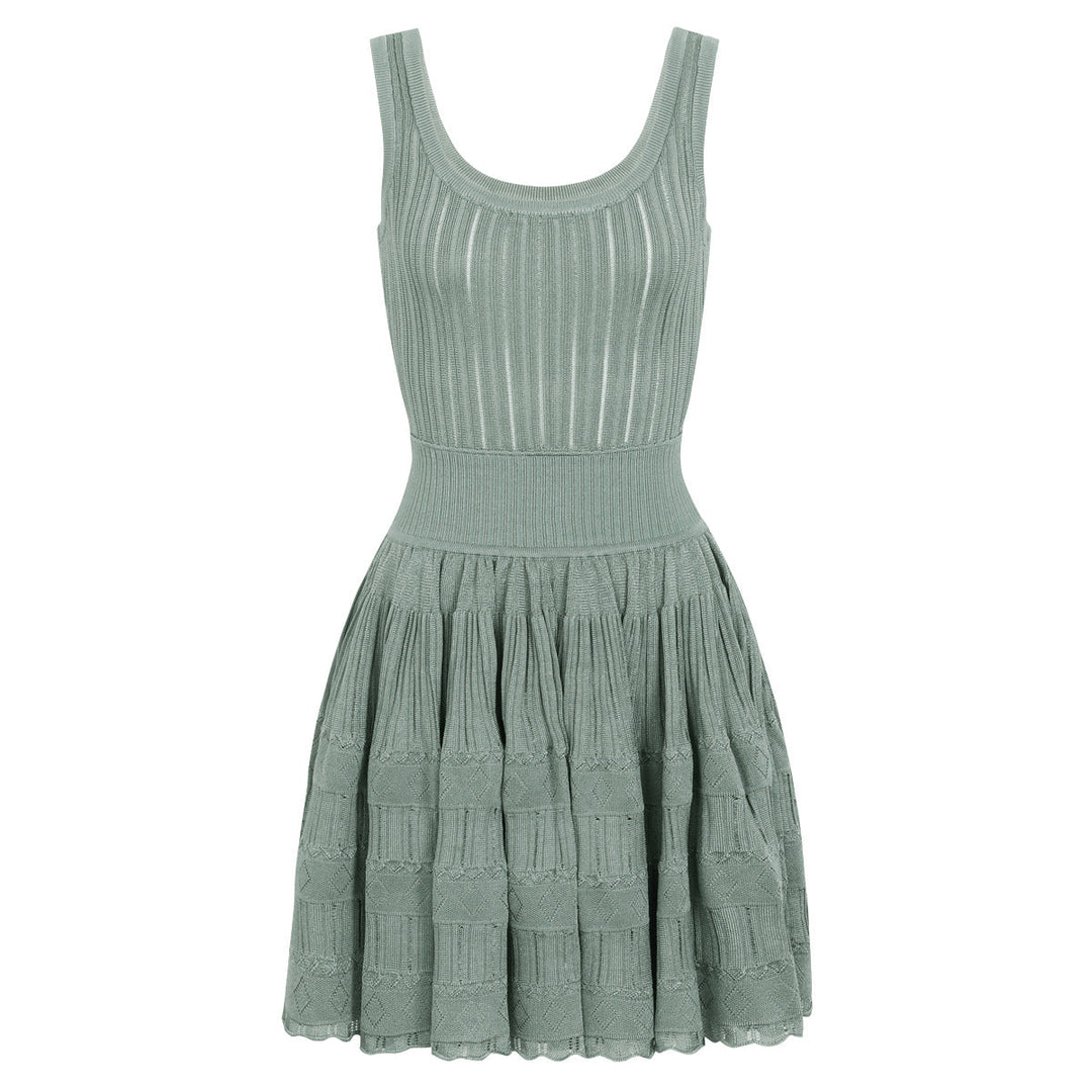 Summer Socialite Internet Celebrity Fashionable Knitted Dark Pattern Sleeveless Vest Dress