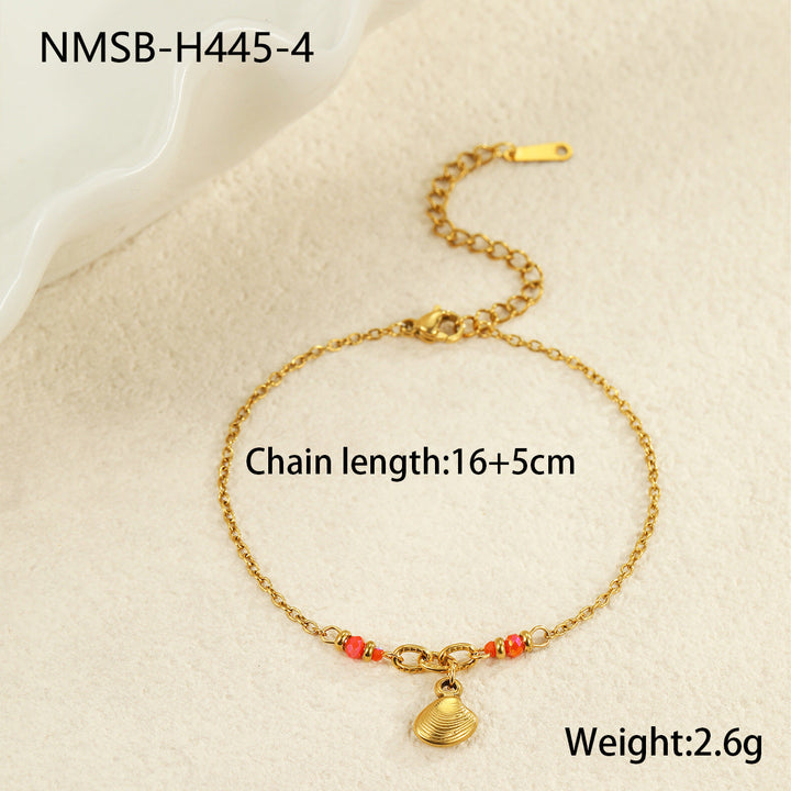 Summer Ocean Coconut Shell Embellished Stainless Steel Bracelet Titanium Steel Plated 18K Gold Stacked Bracelet