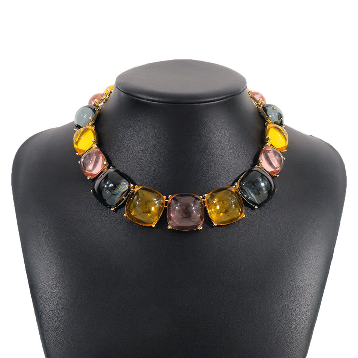 Ornament Personality Magazine Alloy Rhinestone Necklace Earrings for Women