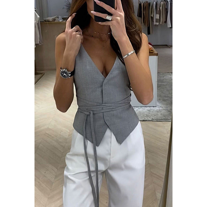 Spring Summer Lace up Casual Women Tops Vacation Loose Multi Color Camisole