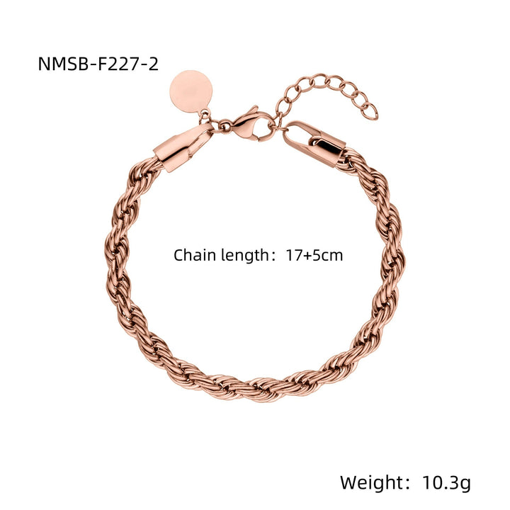 18K Gold Twist Titanium Steel Bracelet Women Elegant Retro All Match Non Fading Stainless Steel Bracelet