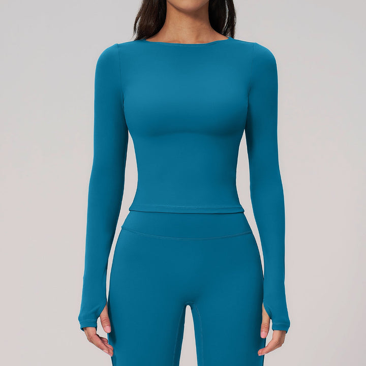 Summer Cream Brushed Yoga Clothes Long Sleeve Outdoor Sports Running Workout Long Sleeve Yoga Clothes Women