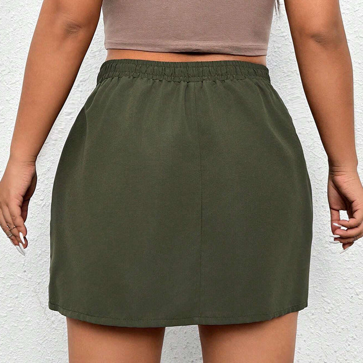 Plus Size Women Clothes Autumn Winter Street Elastic Waist A line Skirt