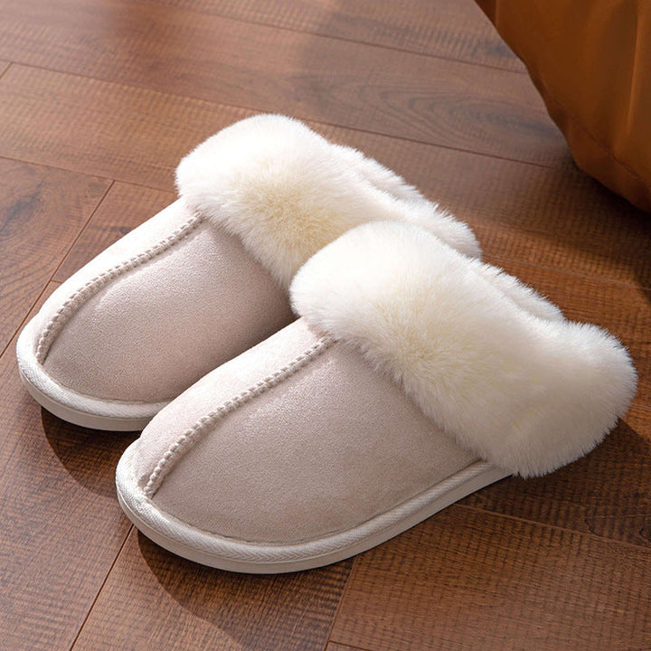 Fluffy Slippers Autumn Winter Warm Slugged Bottom Home Thickened Fleece Slippers Home Indoor Cotton Slippers