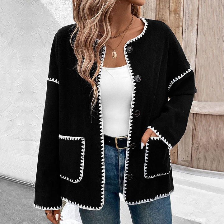 Autumn Winter Women Clothing Loose Color Matching Polar Fleece Jacket Women