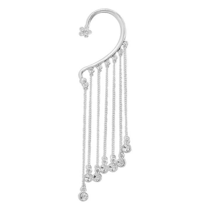 Creative Tassel Earrings Refined Rhinestone Alloy Ear Hanging Personality Ear Trim for Women
