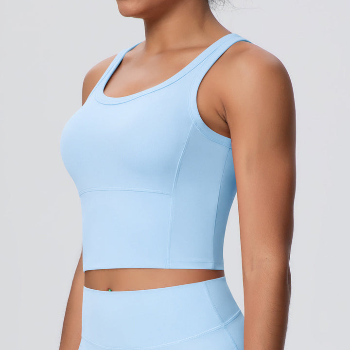 Solid Color Nude Feel Skin Friendly Yoga Jacket with Chest Pad Workout Bra Beauty Back Fitness Vest Sports Underwear for Women