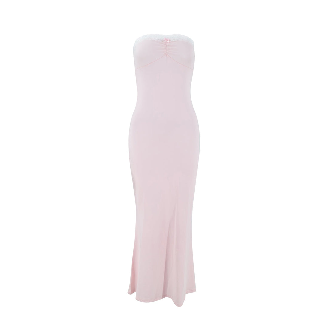 Women Clothing Summer Sexy Lace Stitching Wrapped Chest Dress