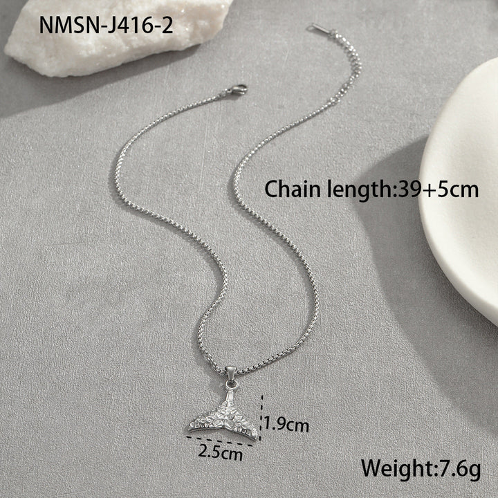 Coconut Fishtail Embellished Stainless Steel Necklace Holiday Titanium Steel Clavicle Chain 18K Gold Plating Necklace