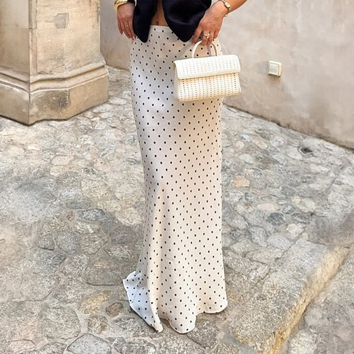 Women Clothing Summer Elegant Satin Polka Dot Fishtail Skirt