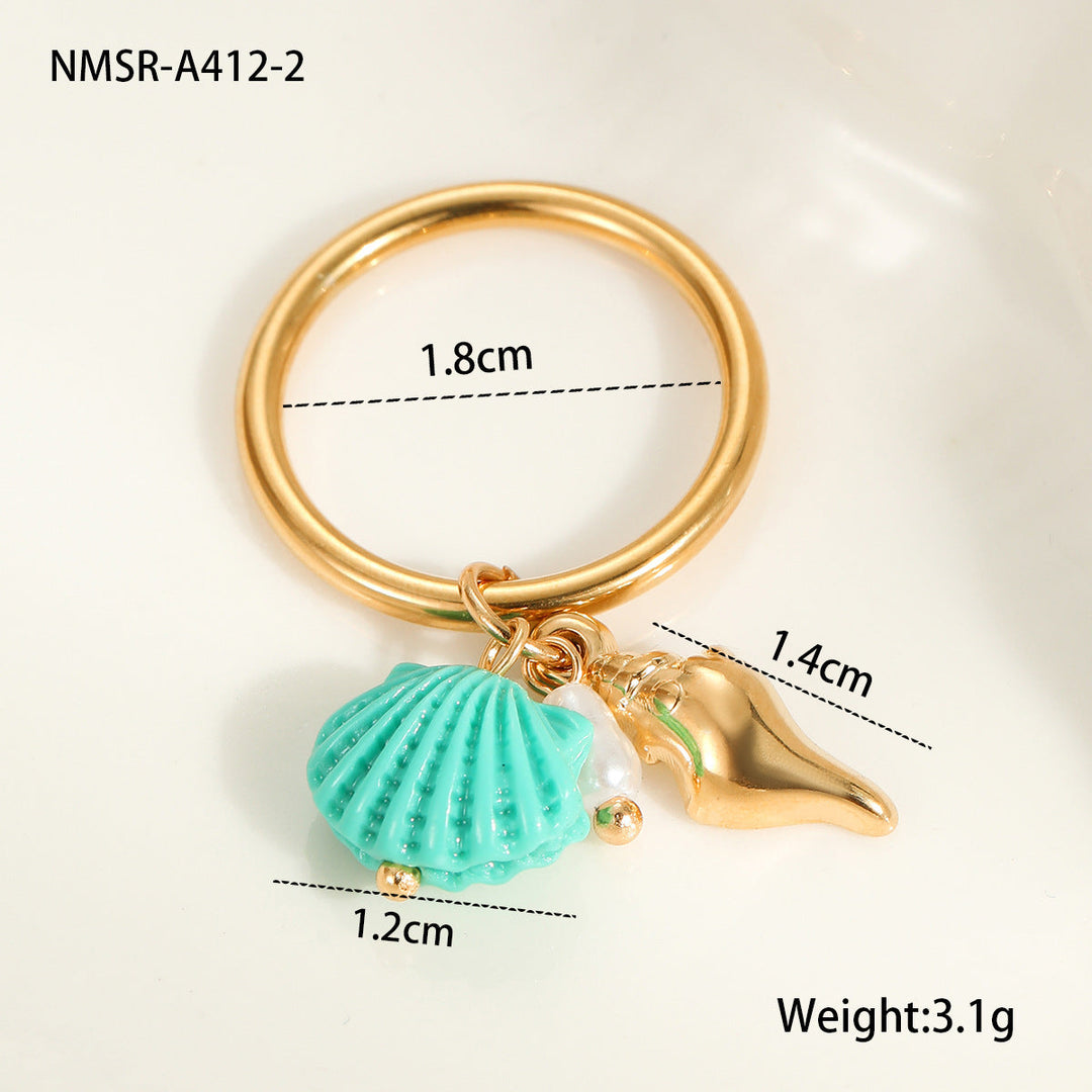 Ocean Bohemian Design Ring Index Finger Ring Niche Shell Stainless Steel Ring