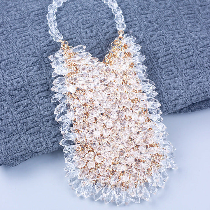 Hand Woven Multi Color Optional Niche Acrylic Transparent Water Drop Beads Chain Cell Phone Tote