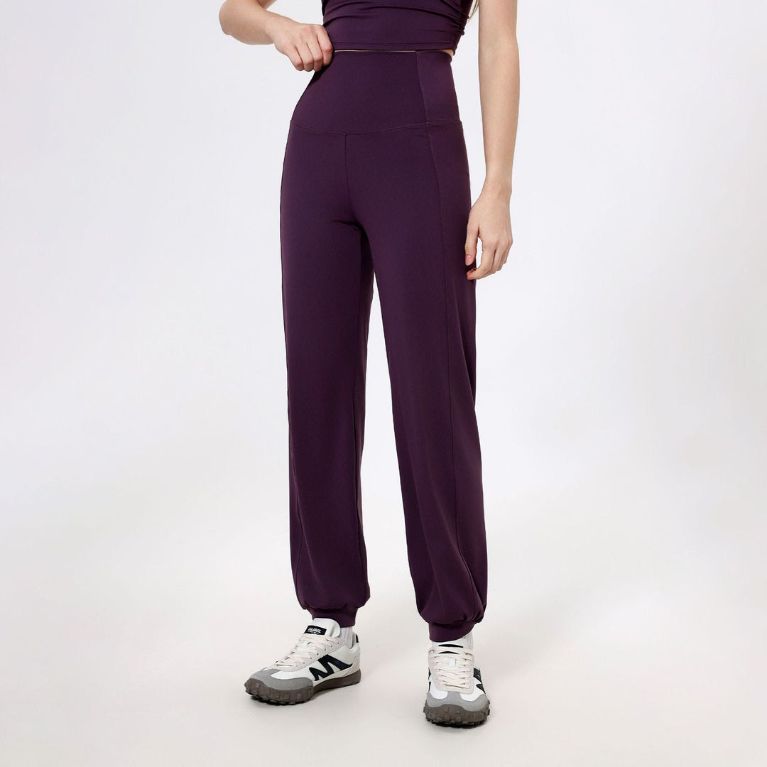High Waist Belly Contracting Sports Loose Straight Ankle Tied Trousers Women Quick Drying Running Fitness Pants Nude Feel Yoga Pants