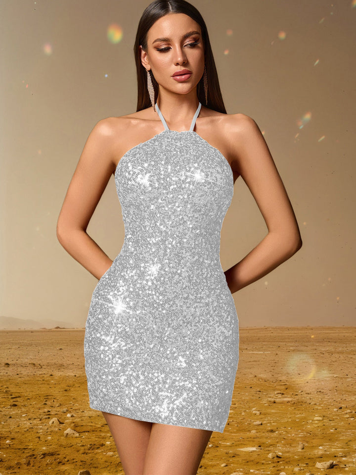 Sexy Backless Sequ Dress Women Clothing Birthday Party Dress