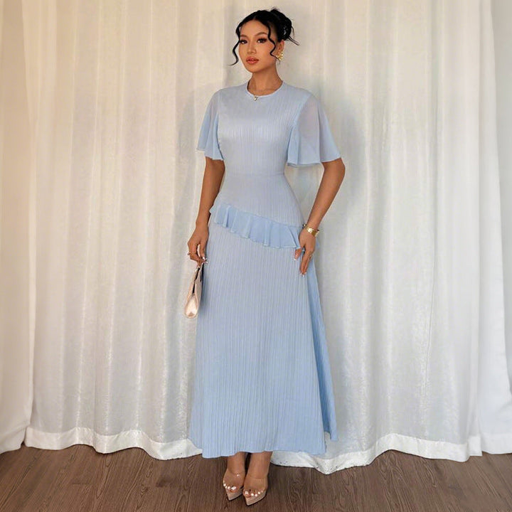 Women Clothing Spring Summer Sexy Solid Color Slim Fit Short Sleeved Lace Dress