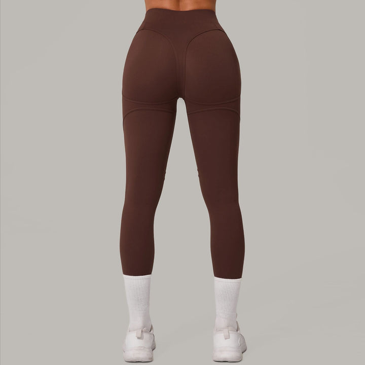 Autumn Sand High Waist Hip Lift Brushed Yoga Pants Running Quick Drying Fitness Pants Waist Slimming Hip Tight Sports Pants