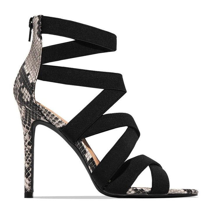 High Heeled Sandals Women Sexy Stiletto Pointed Toe Peep Toe Slippers Ankle Ring Bandage Cloth Roman Shoes