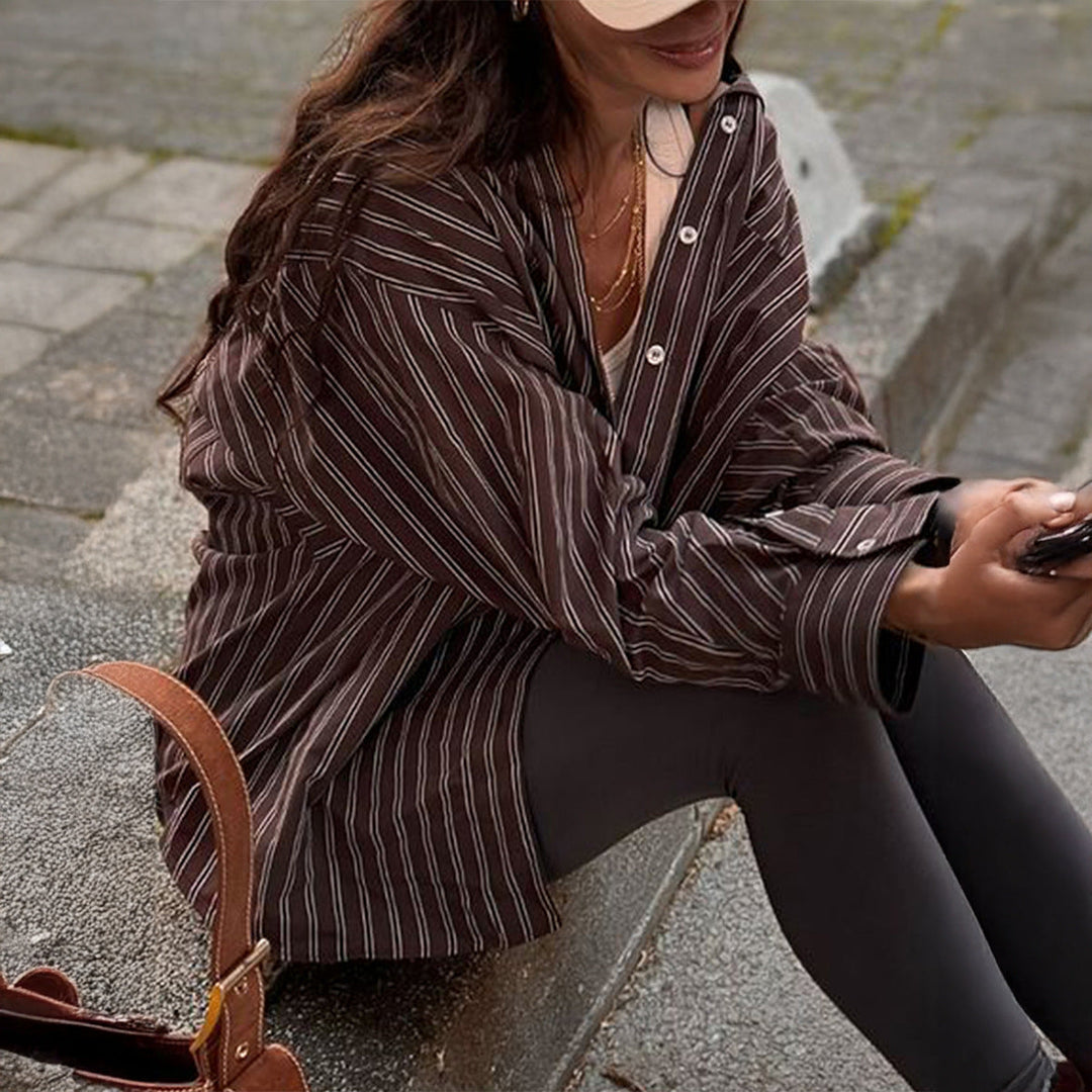 Women Clothing Autumn Casual Vacation Plaid Long Sleeve Coat Shirt