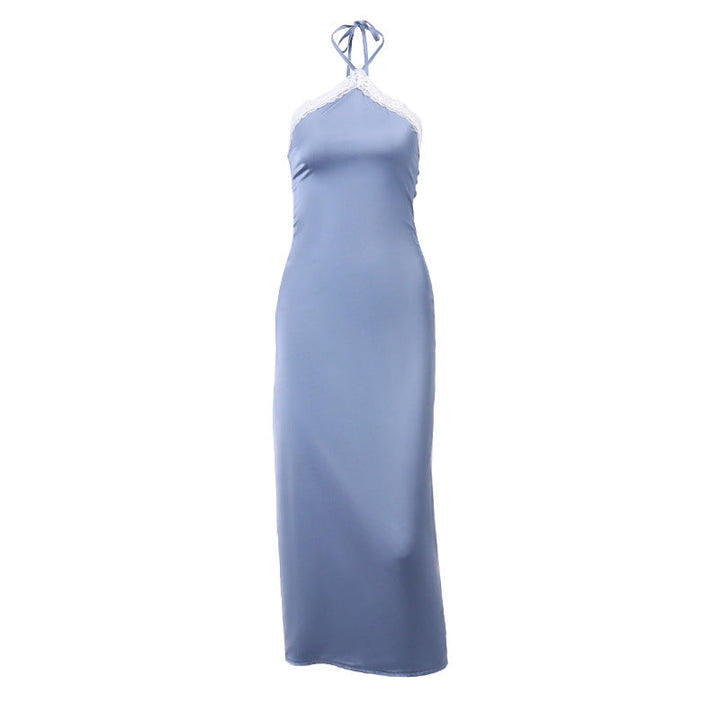 Spring Women Clothing Backless Off Shoulder Halter Lace Dress