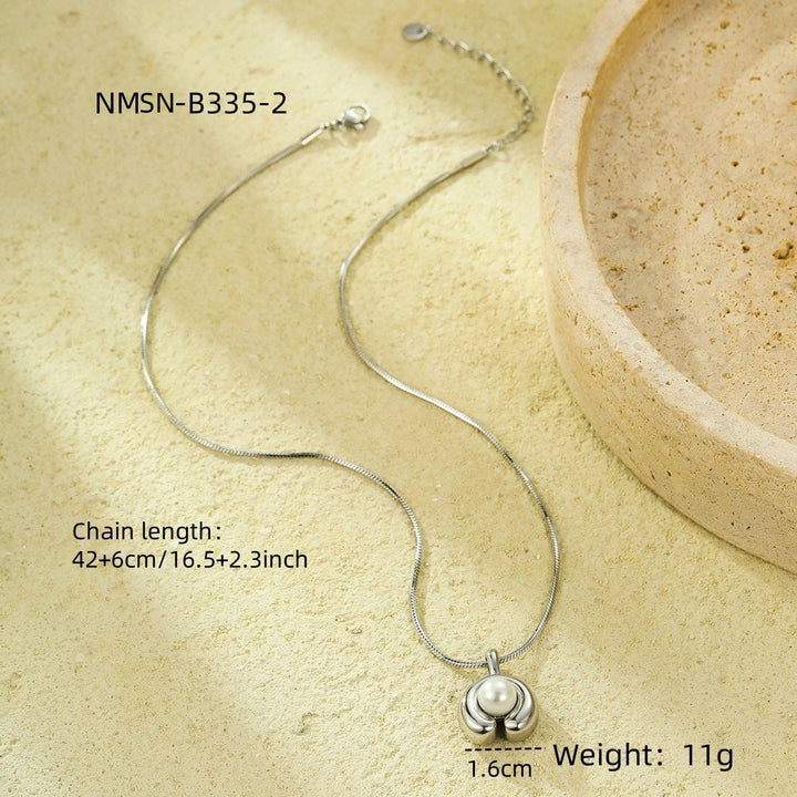 Pearl Embellished Stainless Steel Necklace Women All Matching Clavicle Chain Jewelry